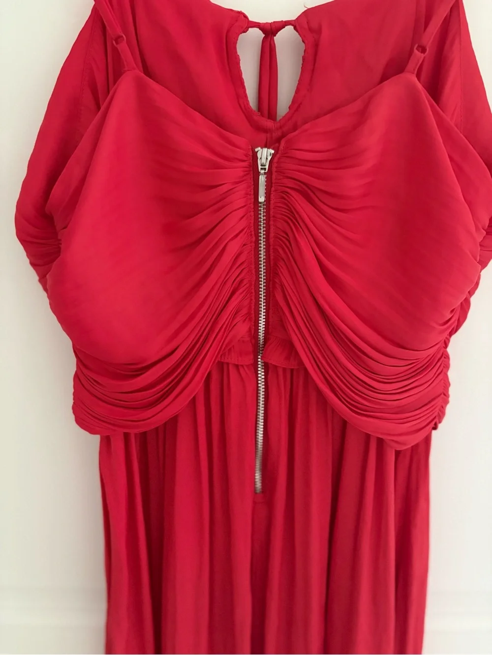 House of Harlow 1960 Red Ruched Spaghetti-Strap Chemise